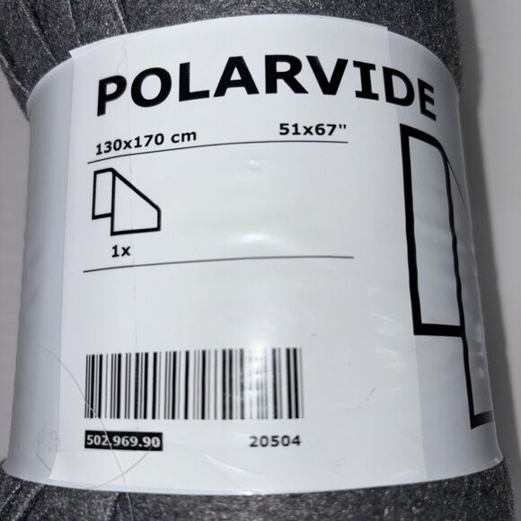 Ikea POLARVIDE Throw 100% Polyester Soft Fleece Blanket 51 X 67 Inches Gray New - Picture 3 of 5